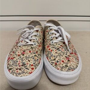 Vans Beige Floral Canvas Sneakers